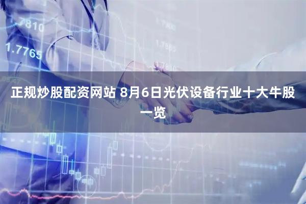 正规炒股配资网站 8月6日光伏设备行业十大牛股一览